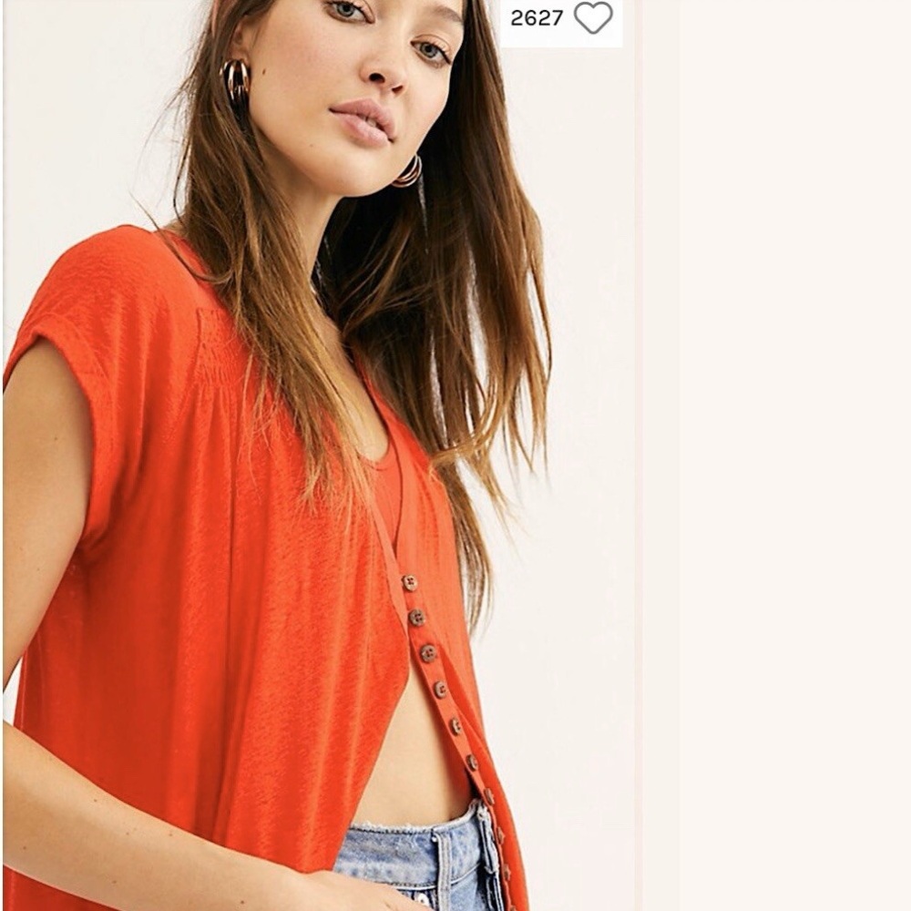Women's red Button-Down Top